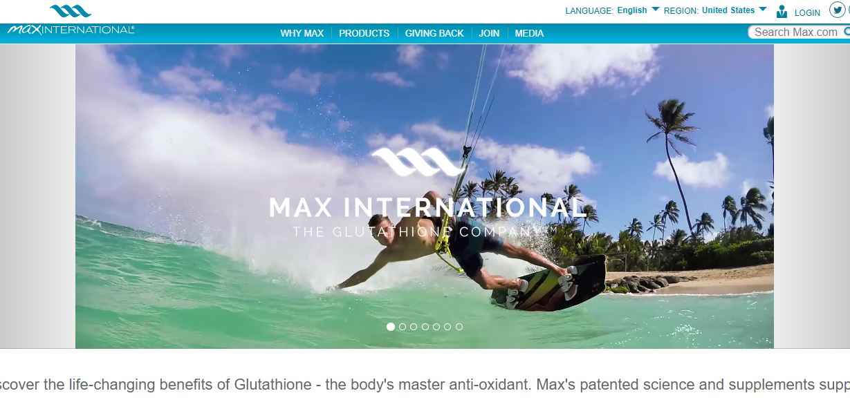 Max International homepage